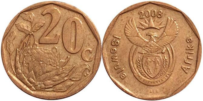 Южная Африка. ЮАР 20 центов, 2004-2017 (БЖ) Полтава - изображение 1