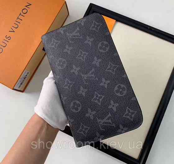 Мужской брендовый клатч барсетка LV (2012) dark grey Киев