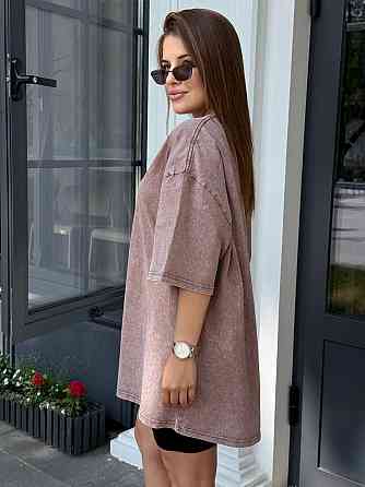 Велосипедки и футболка варенка тай дай оверсайз Бежевый XL-2XL Харьков