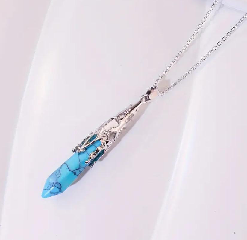 Кулон-маятник из натурального камня бирюзы (6 см) – подвеска для балансировки чакр. Киев - изображение 4