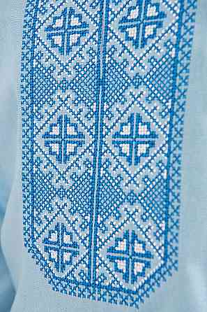 Вишиванка для хлопчиків, лляна, блакитна, 100% льон Київ