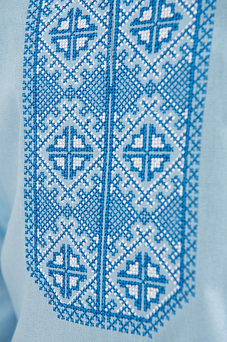 Вышиванка для мальчиков, льняная, голубая, Киев - изображение 4