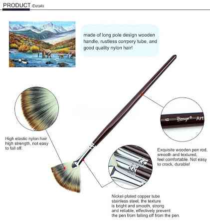 Кисточки веерообразные нейлоновые для гуаши, акварельных, акриловых и масляных красок, 6 шт Каменец-Подольский