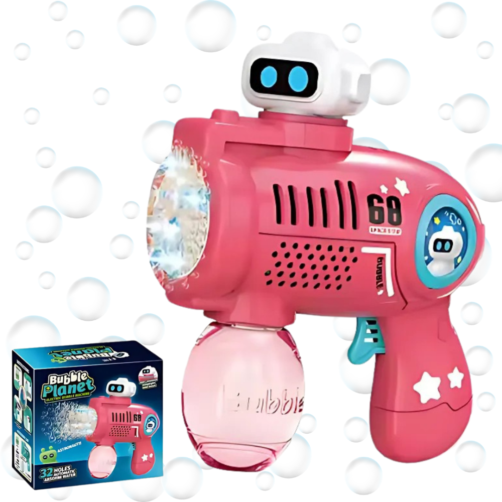 Генератор мыльных пузырей, пистолет с LED-подсветкой на аккумуляторе для мыльных пузырей для детей, розовый Каменец-Подольский - изображение 6