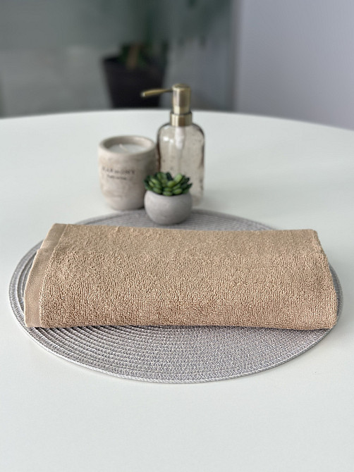 Рушник махровий Ideal Textile 50х90 см однотонний 400 г/м2 (56860342) Бежевий Чернівці - фото 3