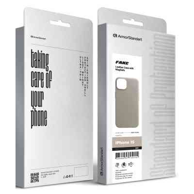 Чохол до мобільного телефона Armorstandart FAKE Leather Case Apple iPhone 15 Grey (ARM76289) Вінниця