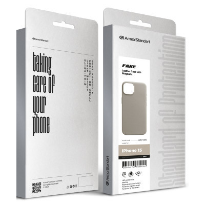 Чехол для мобильного телефона Armorstandart FAKE Leather Case Apple iPhone 15 Grey (ARM76289) Винница - изображение 5