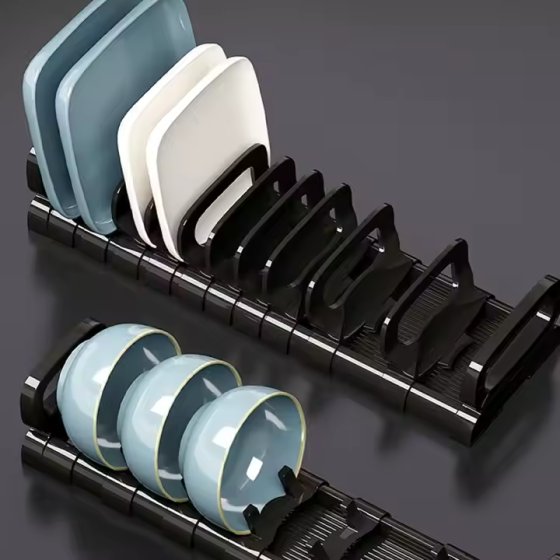 Підставка для тарілок, сушарка для посуду на 8 тарілок, кухонний органайзер, 40×13×8см, чорний Кам'янець-Подільський