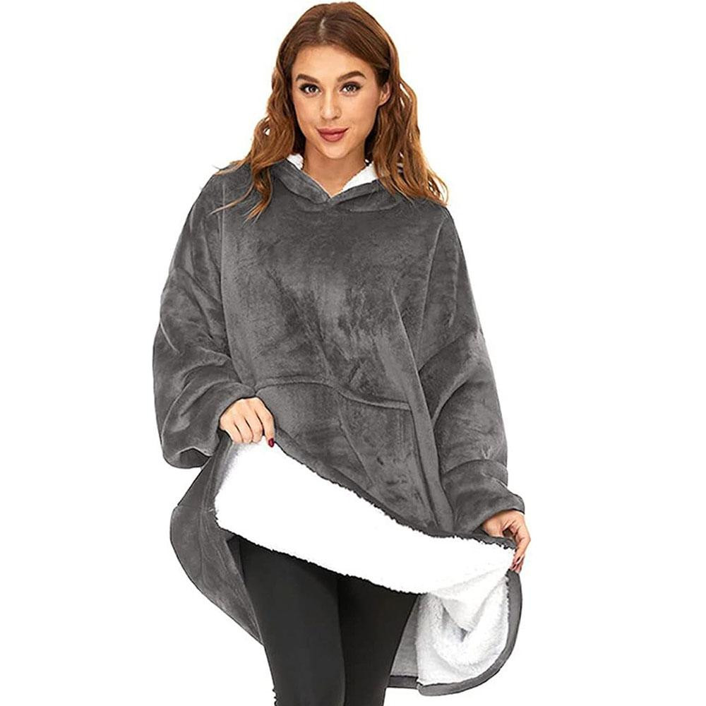 Плед толстовка с капюшоном (100х80см) HUGGLE HOODIE, Серый / Плед-худи / Оверсайз толстовка плед с капюшоном Киев - изображение 3