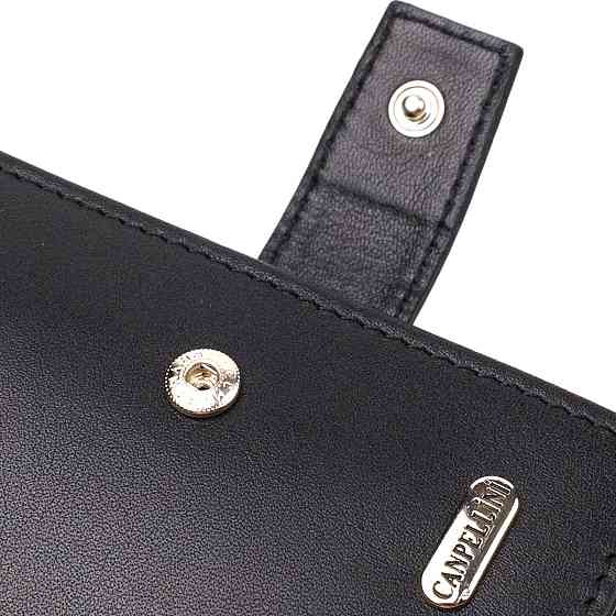 Модний чоловічий гаманець з натуральної гладкої шкіри CANPELLINI 21727 Чорний Київ