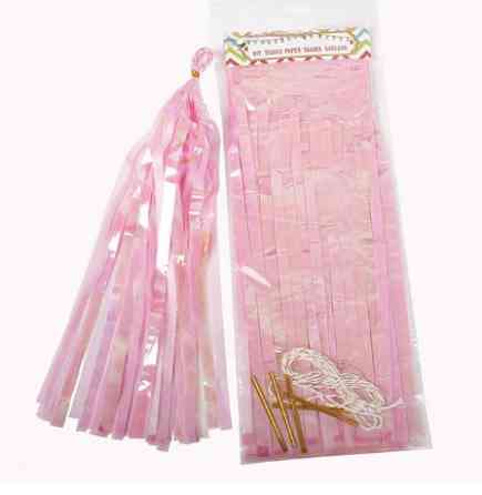 Кисточки тассел бумажные гирлянды 5 шт 35 см перламутрово-розовый Киев