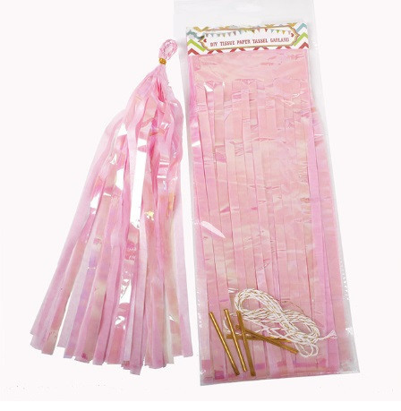 Кисточки тассел бумажные гирлянды 5 шт 35 см перламутрово-розовый Киев - изображение 1