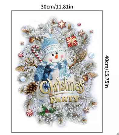 Новорічні наліпки на вікно "Сніговик"- розмір стікера 30*40см Київ