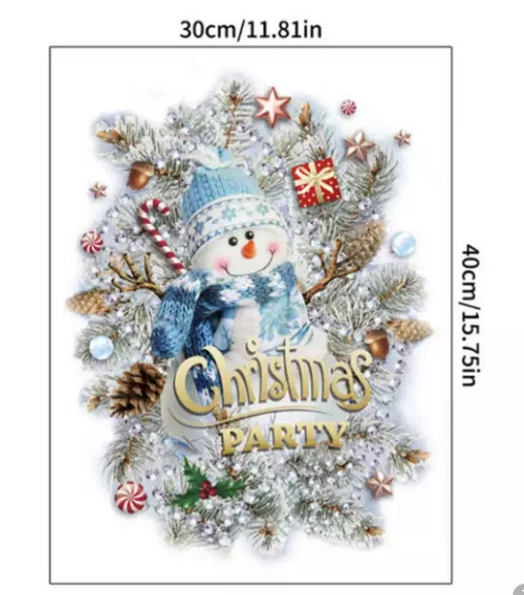 Новорічні наліпки на вікно "Сніговик"- розмір стікера 30*40см Київ - фото 1