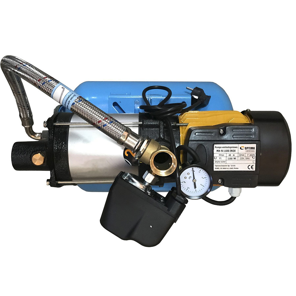 Насосна станція Optima MH-N1100 INOX-24 1,1кВт багатоступ,, нерж,колеса, на гребінці Тернопіль - фото 2