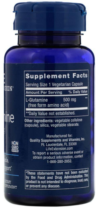 Глютамин 500 мг Life Extension L-Glutamine 100 капс Киев - изображение 2