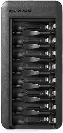 Акумулятори Amazon Basics NiMH AA 8×2000мАг чорний комплект з USB‑C зарядним для зарядки акумуляторів, набір з зарядним пристроєм Київ