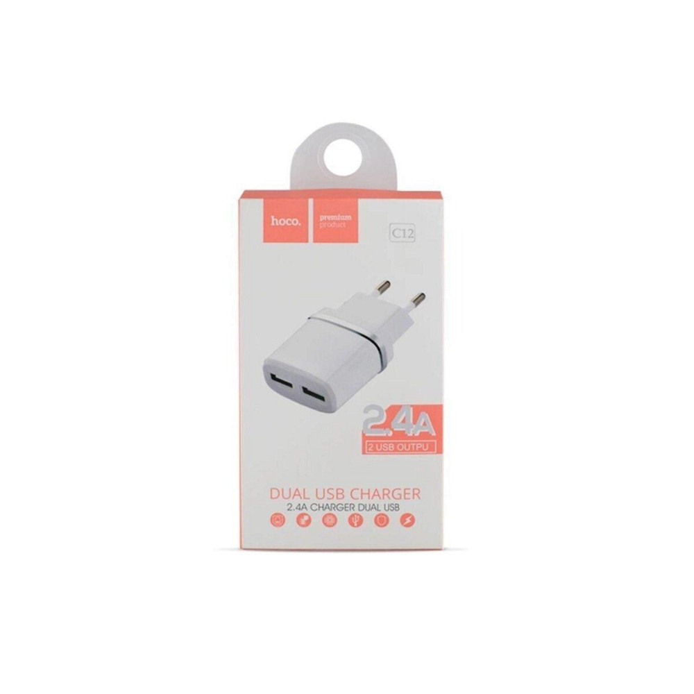 Мережевий зарядний пристрій HOCO C12 Smart dual USB charger, колір білий 6957531047759 Одеса - фото 3