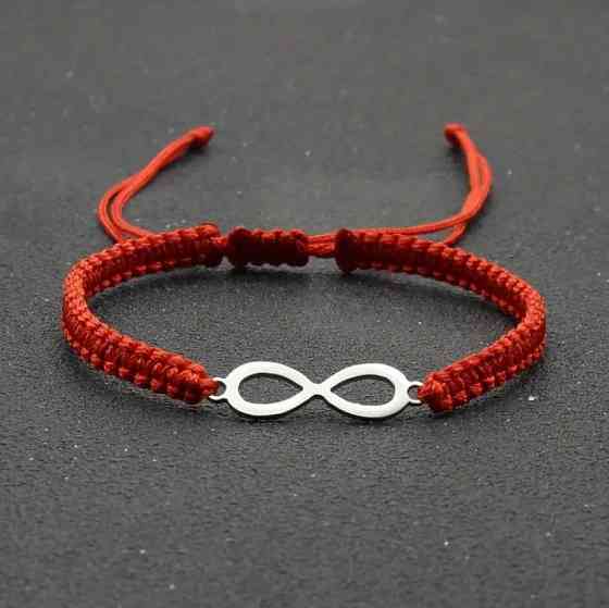 Красный плетеный браслет с символом бесконечности – стильный унисекс оберег любви и гармонии Киев