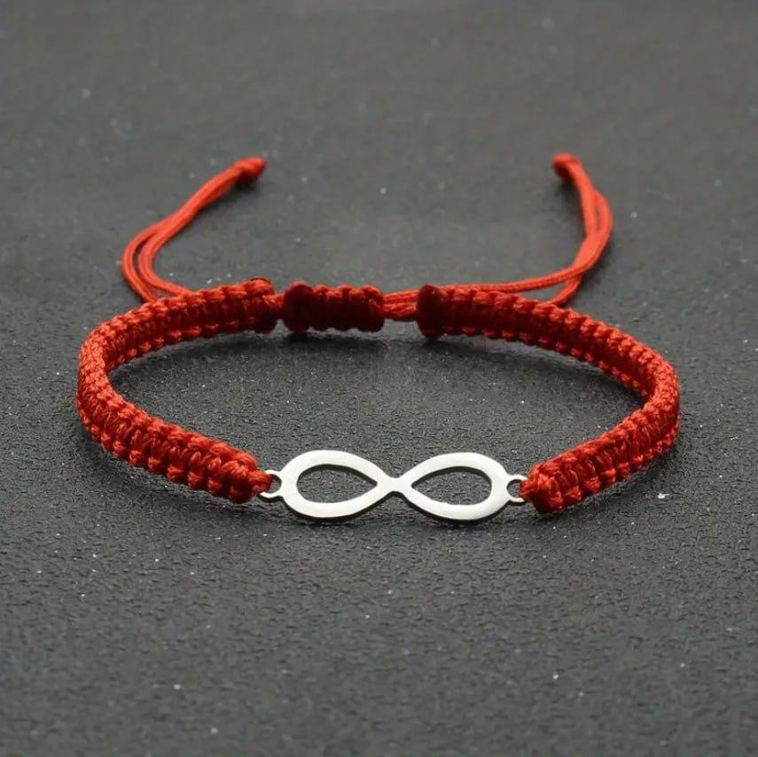 Красный плетеный браслет с символом бесконечности – стильный унисекс оберег любви и гармонии Киев - изображение 1