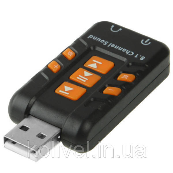 Звукова плата USB, Virtual 8.1 Channel чорний, RTL (B00226) Київ - фото 1