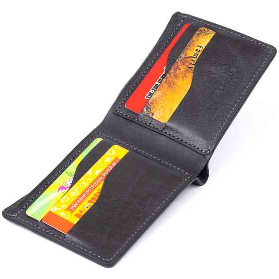 Горизонтальне портмоне в гладкій шкірі без застібки GRANDE PELLE 11311 Чорне Київ