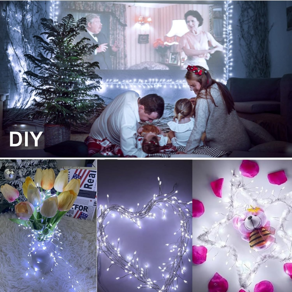 Кластерная LED-гирлянда Neonawall 3 м 200 LED, холодный белый, 8 режимов, таймер, IP44, 220 В  200 ярких огоньков для атмосферного Киев - изображение 4