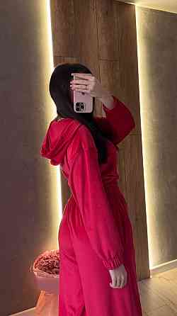 Жіночий стильний повсякденний комбінезон велюр плюш Червоний, 44/46 Одеса