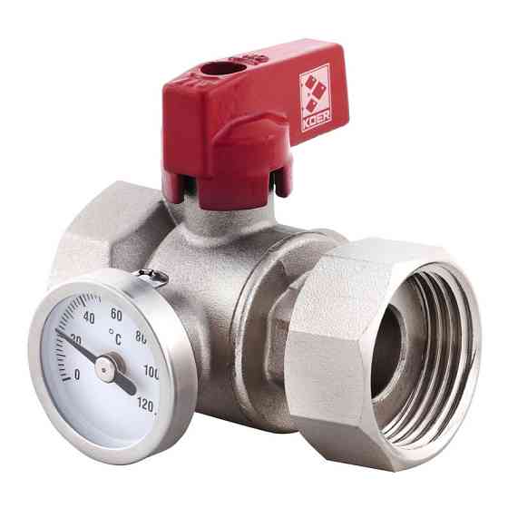Кран ГГМ з накидною гайкою з термометром Koer KR.1034 - 1" прямий   ( KR2892 ) 33525 Харків