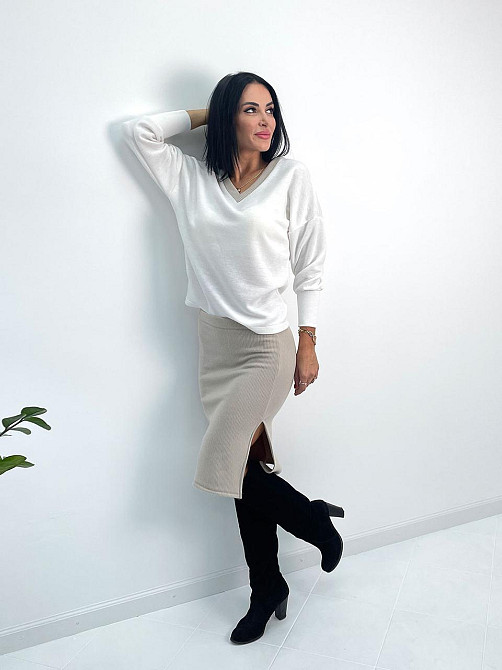 Жіночий костюм-двійка з ангори "Almo" оптом | Норма Молочний + бежевий, 46-48 Київ - фото 2