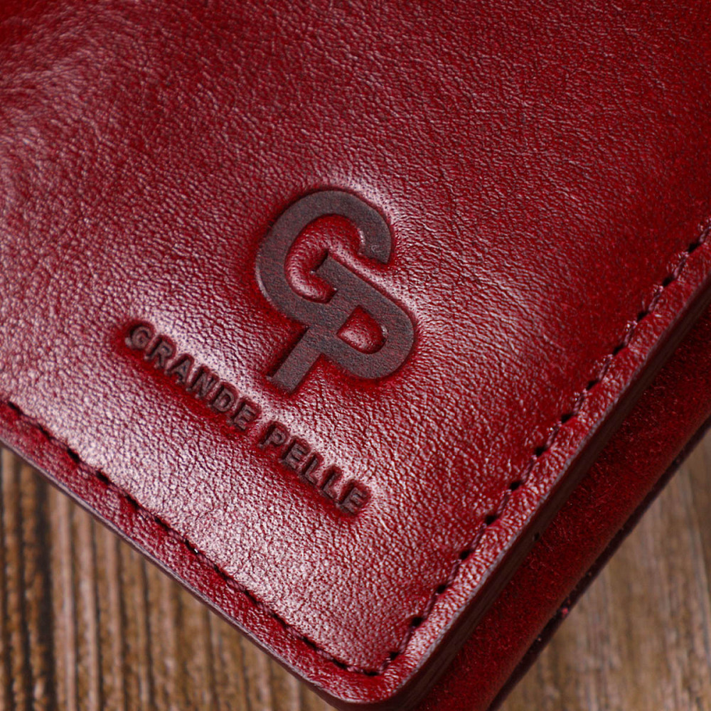 Компактное женское портмоне в три сложения GRANDE PELLE 16788 Бордовый Киев - изображение 8