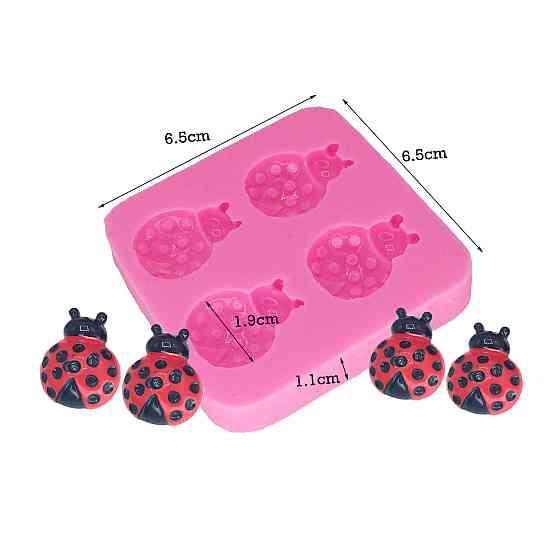 Молд силиконовый Божьи коровки 65 на 65 мм розовый Киев