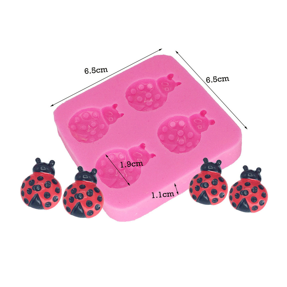 Молд силиконовый Божьи коровки 65 на 65 мм розовый Киев - изображение 2