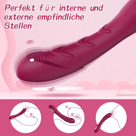 Силиконовый вибратор YICOCO G-Spot 18 см, 12 режимов, USB, водонепроницаемый, тихий, Wine Red Киев