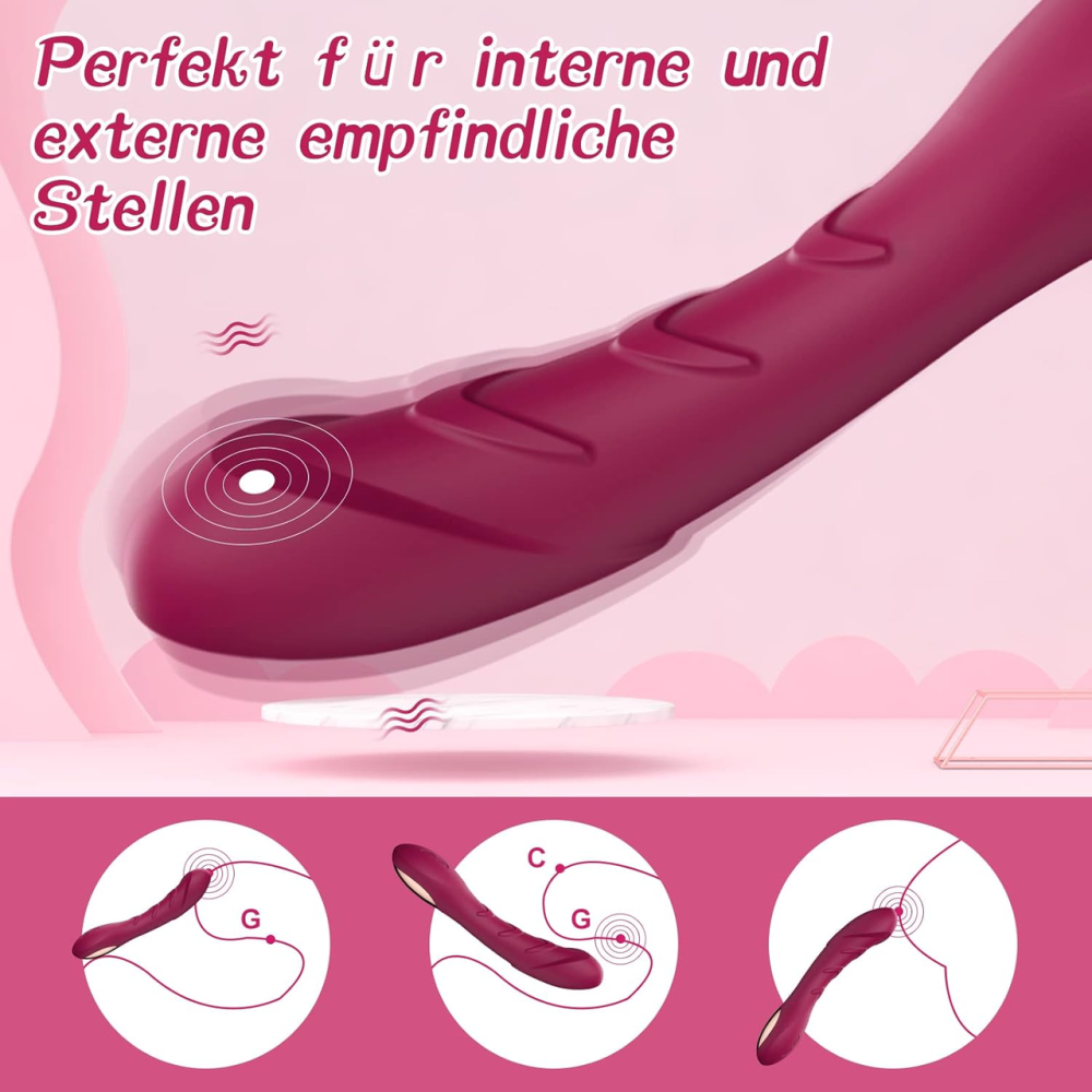 Силиконовый вибратор YICOCO G-Spot 18 см, 12 режимов, USB, водонепроницаемый, тихий, Wine Red Киев - изображение 4