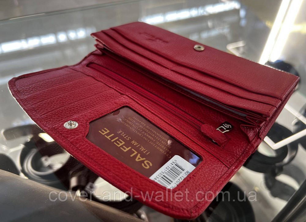 Класичний жіночий гаманець з натуральної шкіри червоного кольору з бантом Salfeite Київ - фото 10