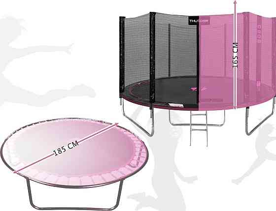 Батут THUNDER OUTSIDE PRO з зовнішньою сіткою 6 футів 183 см чорно-рожевий Київ