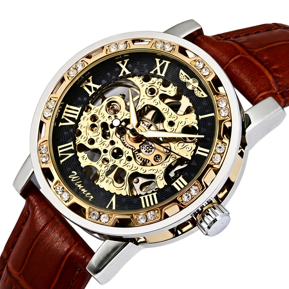 Годинник жіночий механічний Winner Naturale Skeleton Leather (2 ремінці) Київ - фото 9
