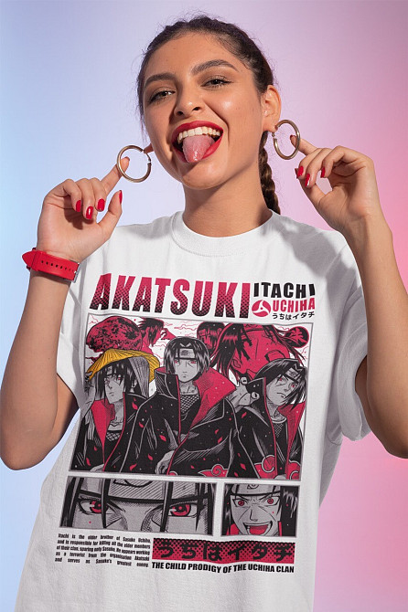 Футболка з аніме принтом Наруто оверсайз (S/M/L) Чорний AnimeJ0391 Дніпро - фото 6