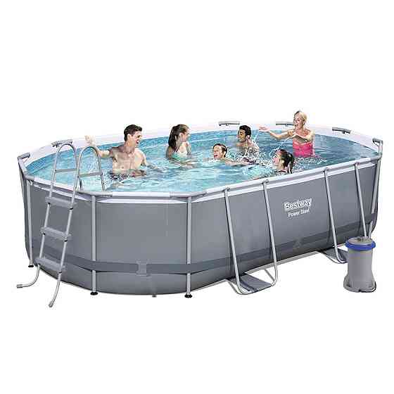Бассейн каркасный овальный 424х250х100 см с фильтром и лестницей Bestway 56620 Киев