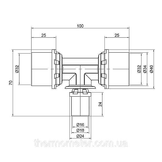 Тройник пресс Icma 32х16х32 №406 Киев