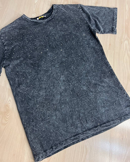 Костюм жіночий Coast Moda 4256 варений в техниці тай-дай джоггери з футболкою розсип камінців графіт, графіт, S Київ - фото 13