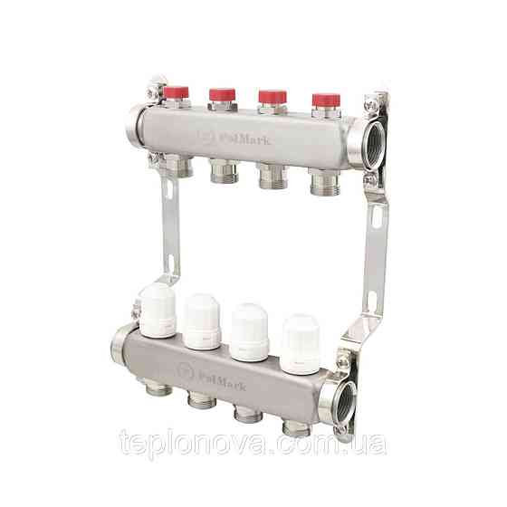 Колектор нержавійка на 4 пари виходів  "Polmark" для теплої підлоги та радіаторів Чернівці