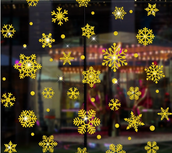 Декоративні наклейки Сніжинки золота набір Київ - фото 1