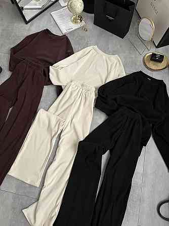 Женский теплый базовый костюм двойка ангора рубчик Молочный Одесса