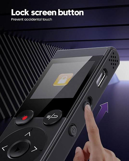 Диктофон QIUOIO V12 128GB голосовая активация 1536 Кбит/с перезаряжаемое устройство записи с USB-C для лекций встреч интервью Днепр - изображение 4