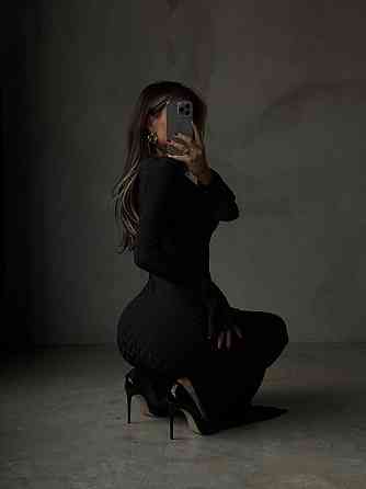 Женское элегантное, притягательное макси платье турецкое ангоро Черный, 44/46 Одесса