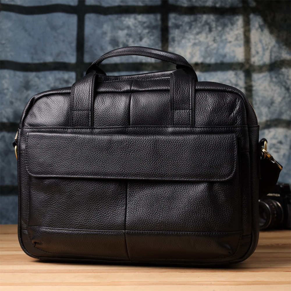 Портфель для чоловіків з натуральної шкіри Vintage 23041 Чорний Київ - фото 10