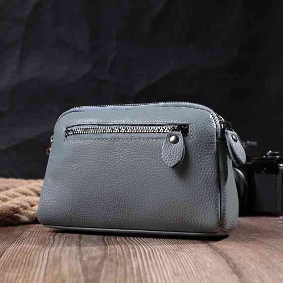 Елегантна жіноча сумка прошита ромбами на лицьовій стороні з натуральної шкіри Vintage 22808 Синій Київ