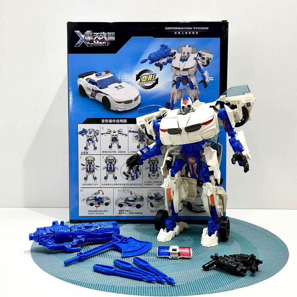 Робот-трансформер машинка 24см з аксесуарами Біло-синій (JJ707A-B-C) Чернігів - фото 1